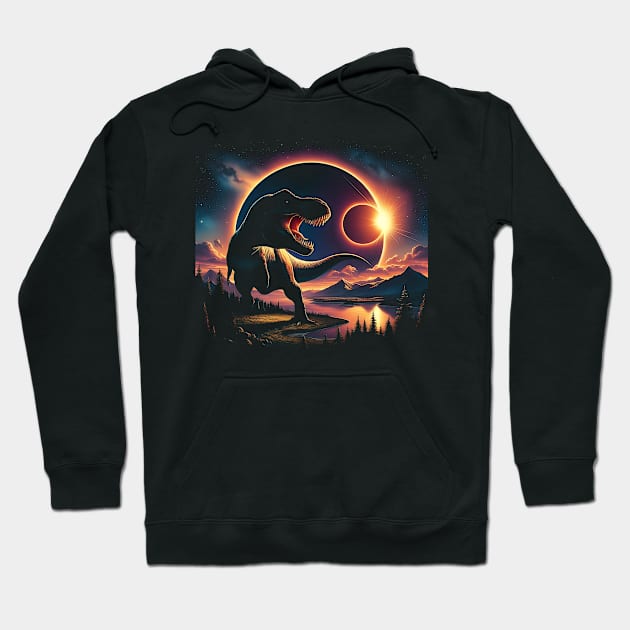 T-rex Solar Eclipse 2024 Ohio Hoodie by click2print